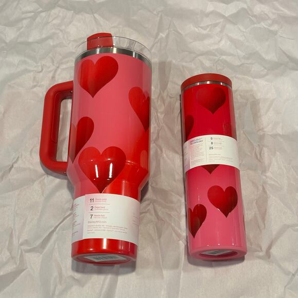 Stanley Rouge Heart Gradient Bundle 40oz Quencher, 16oz Aero Light, Straw Charms - Picture 4 of 11